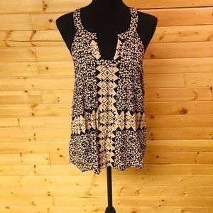 Tan & Black Halter blouse by Plenty Tracy Reese, Rounded V-Neck, Size S